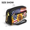 FRESQA Sunflower And American Flag Print Portable Mini Makeup Bag,Versatile And Compact,Perfect For Your Essentials view 3