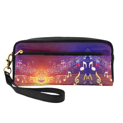 FRESQA Colorful Music Notes Print Portable Mini Makeup Bag,Versatile And Compact,Perfect For Your Essentials