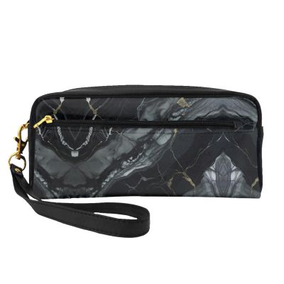FRESQA Black Marble Print Portable Mini Makeup Bag,Versatile And Compact,Perfect For Your Essentials