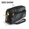 FRESQA Black Marble Print Portable Mini Makeup Bag,Versatile And Compact,Perfect For Your Essentials view 3