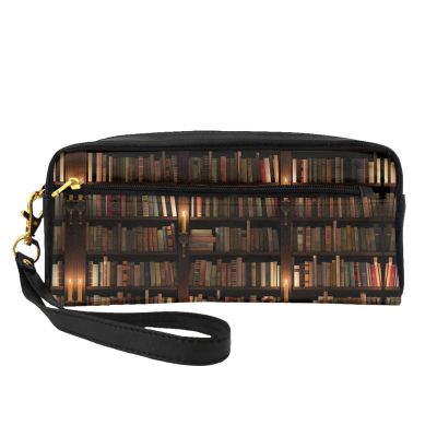 FRESQA Book Room Library Print Portable Mini Makeup Bag,Versatile And Compact,Perfect For Your Essentials