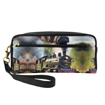 FRESQA Steam Little Train Print Portable Mini Makeup Bag,Versatile And Compact,Perfect For Your Essentials