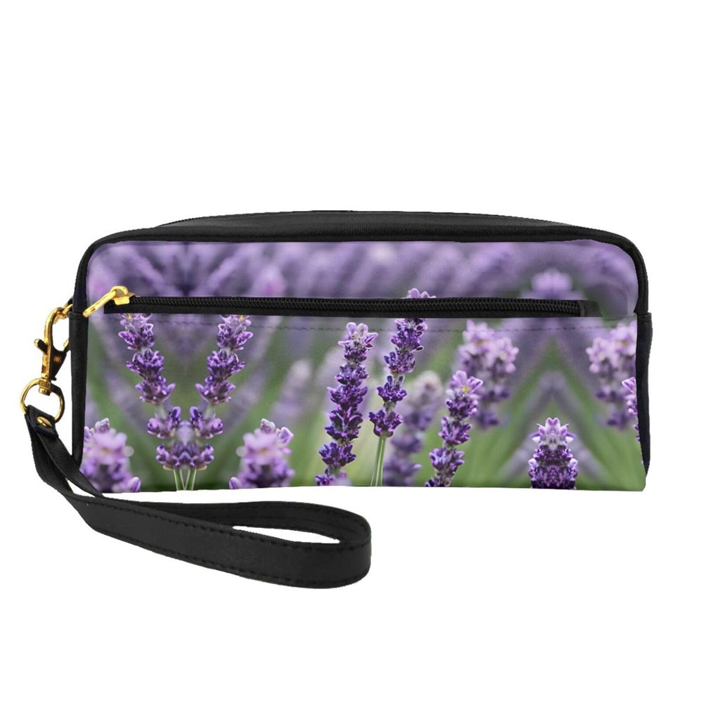 SSIMOO Purple Lavender Floral Flowers Print Travel Makeup Bag For On-The-Go Style For Storing Cosmetics And Beauty Essentials