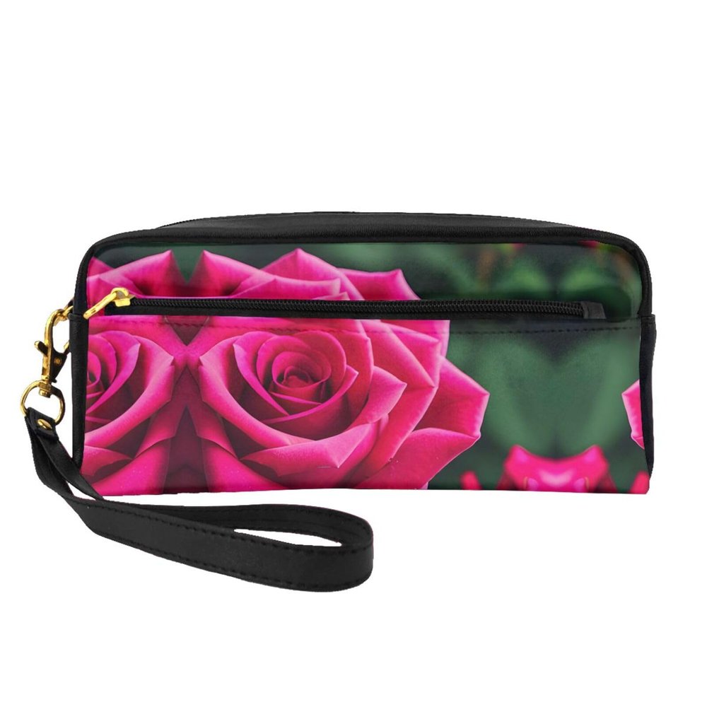 SSIMOO Rose Flower Print Travel Makeup Bag For On-The-Go Style For Storing Cosmetics And Beauty Essentials