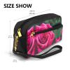 SSIMOO Rose Flower Print Travel Makeup Bag For On-The-Go Style For Storing Cosmetics And Beauty Essentials view 3