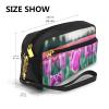 SSIMOO Purple Tulips Print Travel Makeup Bag For On-The-Go Style For Storing Cosmetics And Beauty Essentials view 3