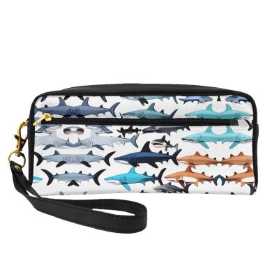 ZISHAK Sharks Pattern Print Portable Makeup Bag,Travel-Friendly Design,Versatile Mini Makeup Pouchtion