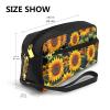 SSIMOO Beautiful Sunflower Print Travel Makeup Bag For On-The-Go Style For Storing Cosmetics And Beauty Essentials view 3