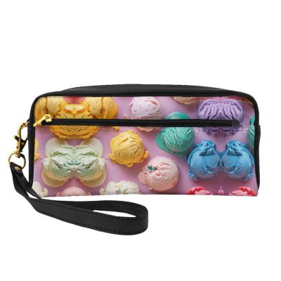 SSIMOO Many Colored Ice Cream Print Travel Makeup Bag For On-The-Go Style For Storing Cosmetics And Beauty Essentials