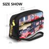 ZISHAK 4th Of July Patriotic Truck Print Portable Makeup Bag,Travel-Friendly Design,Versatile Mini Makeup Pouchtion view 3