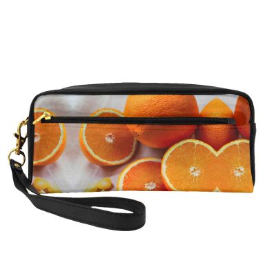 SSIMOO Fresh Orange Fruit Print Travel Makeup Bag For On-The-Go Style For Storing Cosmetics And Beauty Essentials