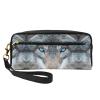 ZISHAK Blue Eyes Wolf Print Portable Makeup Bag,Travel-Friendly Design,Versatile Mini Makeup Pouchtion view 1