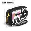 ZISHAK Black White Milk Cow Print Portable Makeup Bag,Travel-Friendly Design,Versatile Mini Makeup Pouchtion view 3
