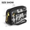 ZISHAK Black White Rose Print Portable Makeup Bag,Travel-Friendly Design,Versatile Mini Makeup Pouchtion view 3