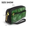 SSIMOO Cute Green Palm Leaves Print Travel Makeup Bag For On-The-Go Style For Storing Cosmetics And Beauty Essentials view 3
