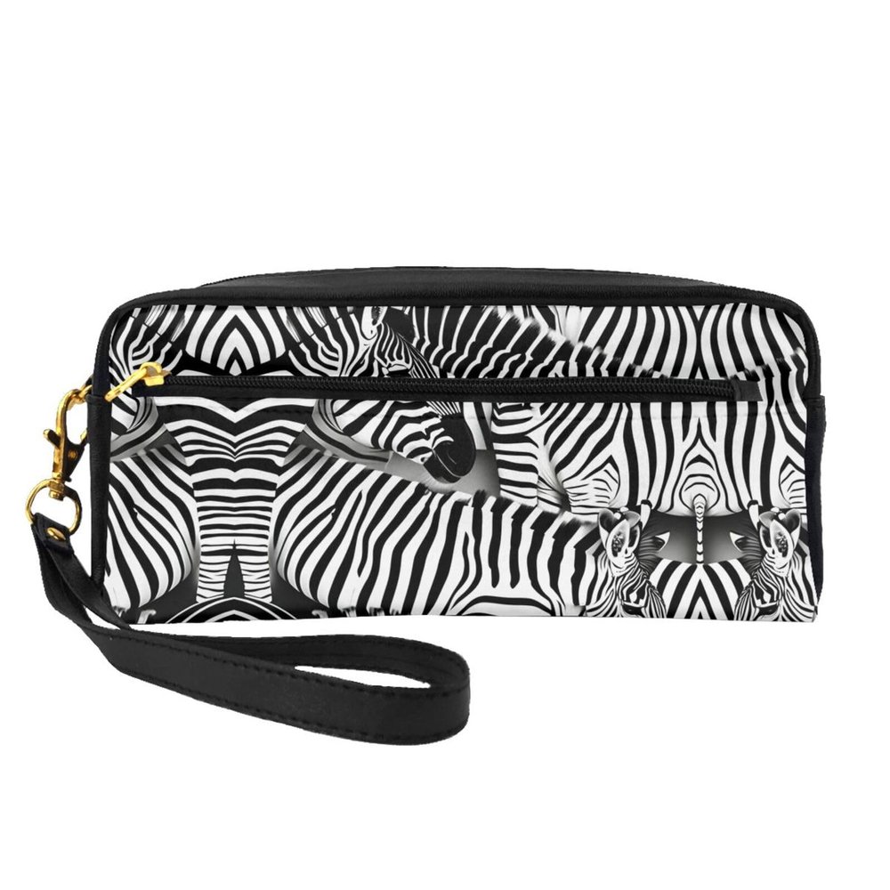SSIMOO Zebra Print Travel Makeup Bag For On-The-Go Style For Storing Cosmetics And Beauty Essentials
