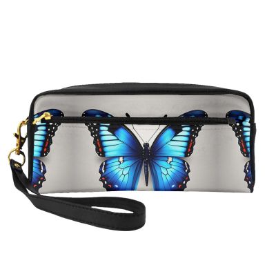 SSIMOO Blue Butterfly Print Travel Makeup Bag For On-The-Go Style For Storing Cosmetics And Beauty Essentials