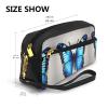 SSIMOO Blue Butterfly Print Travel Makeup Bag For On-The-Go Style For Storing Cosmetics And Beauty Essentials view 3
