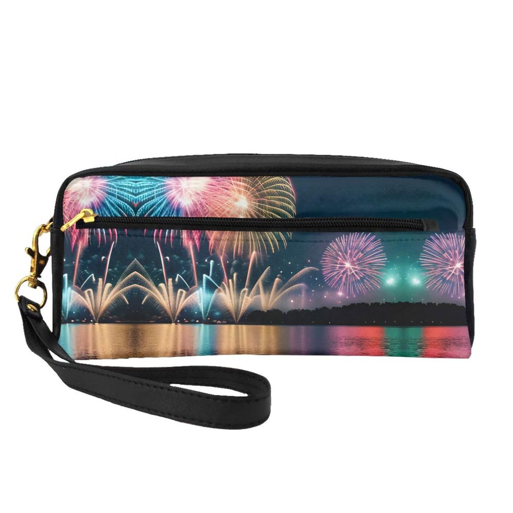 SSIMOO Fireworks Print Travel Makeup Bag For On-The-Go Style For Storing Cosmetics And Beauty Essentials