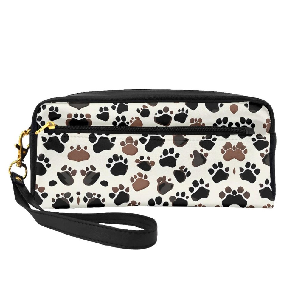 ZISHAK Dog Paw Prints Print Portable Makeup Bag,Travel-Friendly Design,Versatile Mini Makeup Pouchtion