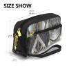 ZISHAK Black Marble Texture Gold Print Portable Makeup Bag,Travel-Friendly Design,Versatile Mini Makeup Pouchtion view 3