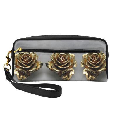 SSIMOO Gold Rose Print Travel Makeup Bag For On-The-Go Style For Storing Cosmetics And Beauty Essentials