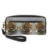 SSIMOO Gold Rose Print Travel Makeup Bag For On-The-Go Style For Storing Cosmetics And Beauty Essentials view 1