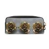 SSIMOO Gold Rose Print Travel Makeup Bag For On-The-Go Style For Storing Cosmetics And Beauty Essentials view 2