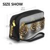 SSIMOO Gold Rose Print Travel Makeup Bag For On-The-Go Style For Storing Cosmetics And Beauty Essentials view 3