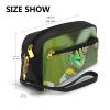 SSIMOO Green Leaf Colorful Butterfly Print Travel Makeup Bag For On-The-Go Style For Storing Cosmetics And Beauty Essentials view 3