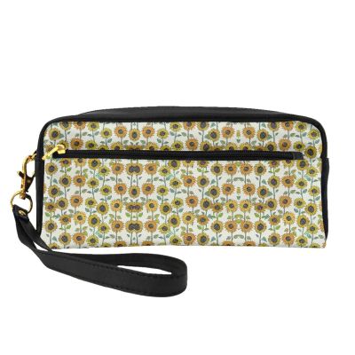 ZISHAK Romantic Sunflowers Print Portable Makeup Bag,Travel-Friendly Design,Versatile Mini Makeup Pouchtion