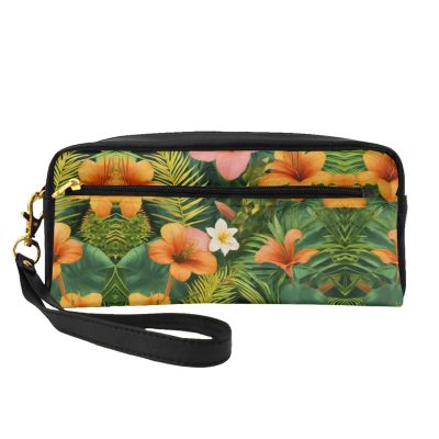 SSIMOO Hojas Tropicales Y Flores Print Travel Makeup Bag For On-The-Go Style For Storing Cosmetics And Beauty Essentials