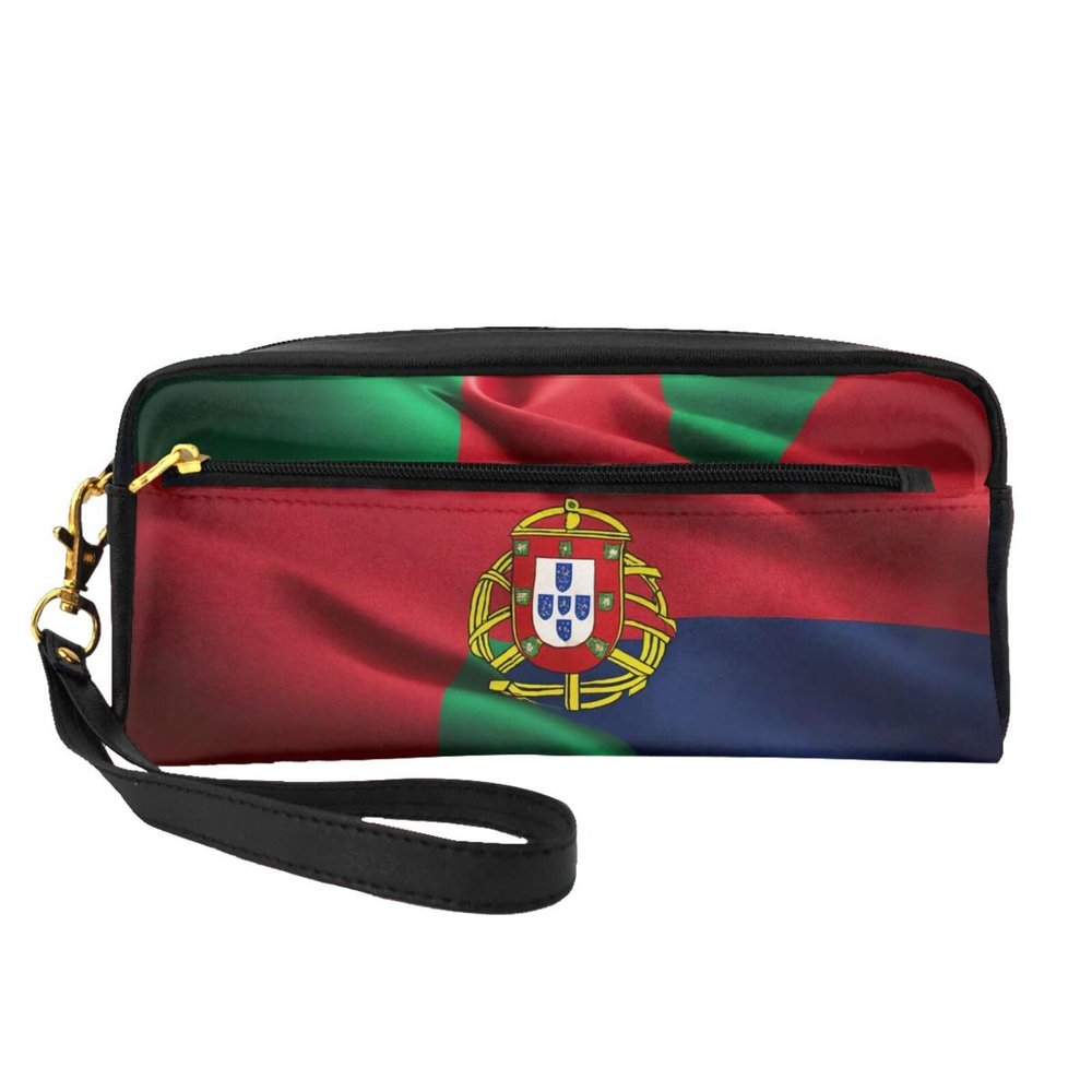 SSIMOO Portuguese Flag Print Travel Makeup Bag For On-The-Go Style For Storing Cosmetics And Beauty Essentials