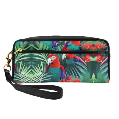 ZISHAK Tropical Flower Parrot Print Portable Makeup Bag,Travel-Friendly Design,Versatile Mini Makeup Pouchtion