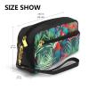 ZISHAK Tropical Flower Parrot Print Portable Makeup Bag,Travel-Friendly Design,Versatile Mini Makeup Pouchtion view 3
