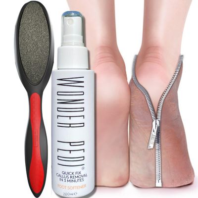 Ceramic Stone and Stainless Steel Foot File, Double Sided Callus Remover and Callus Remover Instant Exfoliating Peel Foot Spray, Feet Dead Skin Remover Cracked Heels Softener 200 ml