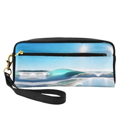 SSIMOO Clear Sky Wave Beach Print Travel Makeup Bag For On-The-Go Style For Storing Cosmetics And Beauty Essentials
