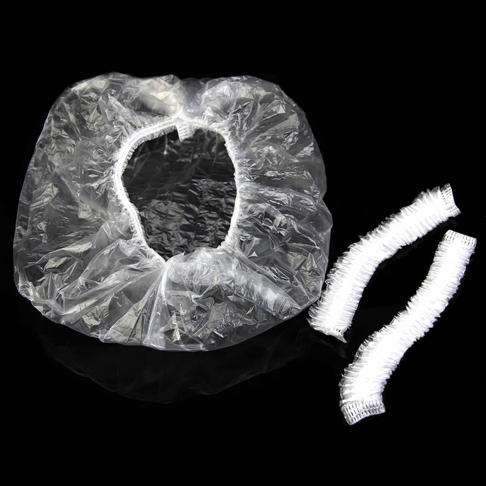 100pcs Disposable Hotel Home Shower Bathing Clear Hair Elastic Cap Hats Bathing Caps For Women Swimming To Keep Hair Dry