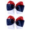 SUPCLIPS Patriotic Bow Hair Clips Handmade 4th of July Hair Bows Kids Girls Hair Accessories for Independence Day,Red&White&Navy Blue view 1