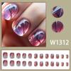 24Pcs Short Press On Gradient Fake Nails - Square False Nails with Halo Dyed Lines Designs - Acrylic Nails Full Cover Glue On Reusable Artificial Stick On Nails for Women & Girls view 2