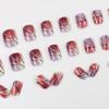 24Pcs Short Press On Gradient Fake Nails - Square False Nails with Halo Dyed Lines Designs - Acrylic Nails Full Cover Glue On Reusable Artificial Stick On Nails for Women & Girls view 3