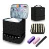 Esoes Nail Polish Organizer Case Double-Layer Nail Bag Storage PU Leather Waterproof Nail Organizer Holds 30 Bottles(15ml) and 1 Nail Lamp Large Travel Nail Supplies Shoulder Bag view 1