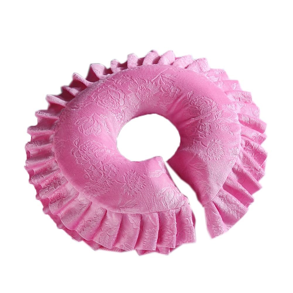Flush of Dawn Plush Headrest Face Cushion Creative Face Down Massage Head Pillow for Bed Massage Table Cradle Face Pillow (Pink)