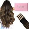 MAXITA Tape in Hair Extensions Real Human Hair Balayage Dark Brown to Chestnut Brown 20 inch 30g 10pcs Tape in Extensions Remy Seamless Straight Hair Extensions for Women view 1