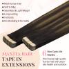 MAXITA Tape in Hair Extensions Real Human Hair Balayage Dark Brown to Chestnut Brown 20 inch 30g 10pcs Tape in Extensions Remy Seamless Straight Hair Extensions for Women view 3