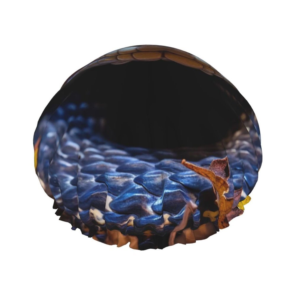 Snake Shower Cap for Women Men Waterproof Hair Cap with Elastic Band Double Layered Bath Caps Reusable Bathing Shower Caps for all Hair Types