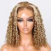 oulaer Water Wave Bob Honey Blonde Human Hair Wig 13x6 HD Transparent Lace Front Wig #27/613 Color Short Bob Brazilian Remy Human Hair Glueless Wigs with Baby Hair Bleached Knots 150% Density 18inch view 1