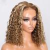 oulaer Water Wave Bob Honey Blonde Human Hair Wig 13x6 HD Transparent Lace Front Wig #27/613 Color Short Bob Brazilian Remy Human Hair Glueless Wigs with Baby Hair Bleached Knots 150% Density 18inch view 3