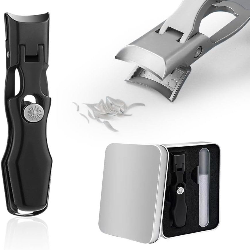 2024 Upgrade Portable Ultra Sharp Nail Clippers,Nail Clipper with Catcher Toe Nail Clippers for Thick Nails with Storage Case Large Opening Nail Clipper,Stainless Steel Nail Clipper (Black, 2 Sets)