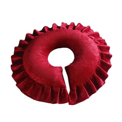 Flush of Dawn Plush Headrest Face Cushion Creative Face Down Massage Head Pillow for Bed Massage Table Cradle Face Pillow (Wine red)